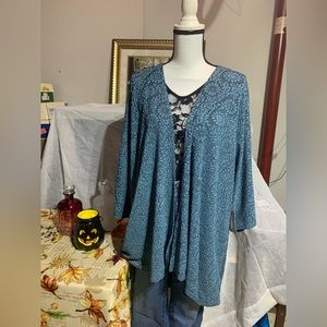 Lularoe Lindsay Blue Lace Kimono Cardigan